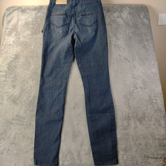 Natural Reflections Womens High Rise Slim Leg Jeans 4 Dark Wash Stretch Repreve - Picture 11 of 12